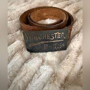 Winchester Leather Belt with Brass Buckle